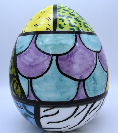 Uovo in ceramica Produzione artigianale di Caltagirone  h.15 cm