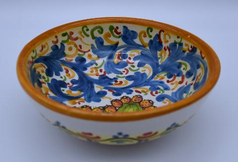 Ciotola per antipasti/aperitivi decoro fico d'india Produzione artigianale di Santo Stefano di Camastra Diametro 12cm