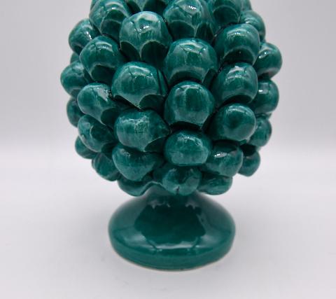 Pigna siciliana in ceramica verde ramina h.15 cm Produzione artigianale di Caltagirone monocolore