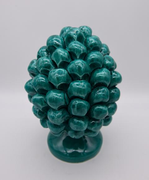 Pigna siciliana in ceramica verde ramina h.15 cm Produzione artigianale di Caltagirone monocolore