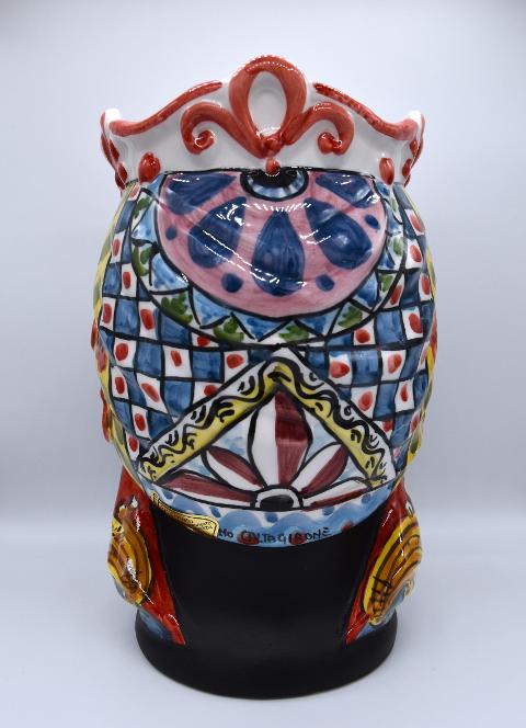 Coppia Teste di moro decoro siciliano Produzione artigianale di Caltagirone h.25 cm
