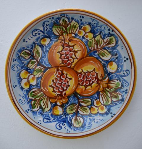 Piatto in ceramica da parete vari decori Produzione artigianale di Caltagirone Diametro 18cm