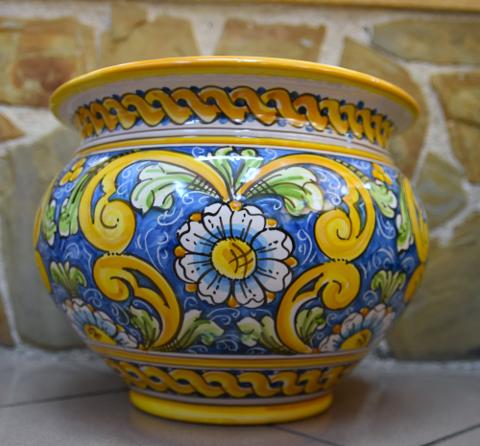 Portavaso cachepot in ceramica  Produzione artigianale di Caltagirone  Diametro 30cm