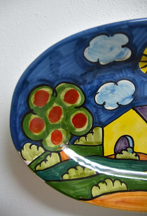 Piatto vassoio ovale in ceramica Produzione artigianale di Santo Stefano di Camastra 33 x 20