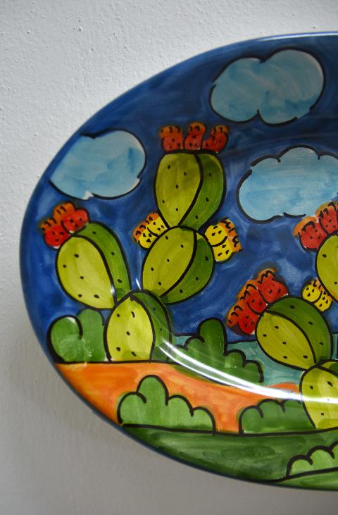 Piatto vassoio ovale in ceramica Produzione artigianale di Santo Stefano di Camastra 33 x 20