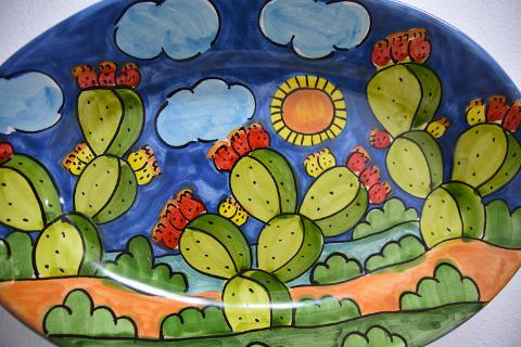 Piatto vassoio ovale in ceramica Produzione artigianale di Santo Stefano di Camastra 33 x 20