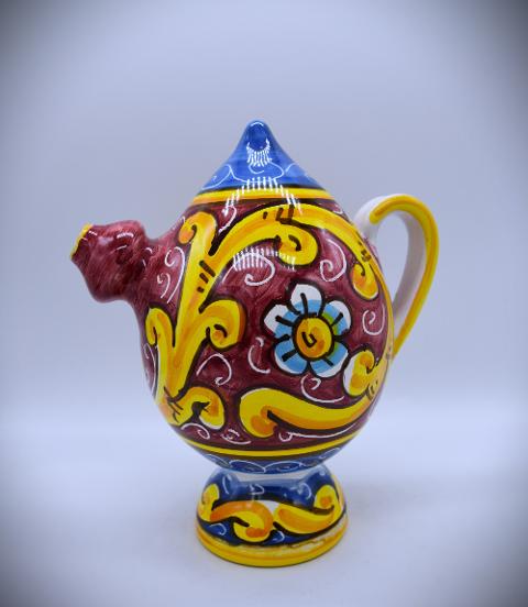 Bummulo malandrino bordeaux decoro barocco/floreale Produzione artigianale di Santo Stefano di Camastra h.15 cm