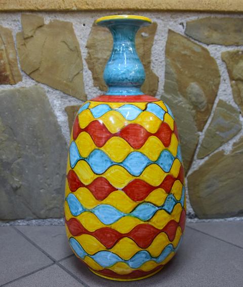 Vaso in ceramica per fiore singolo kaleido Produzione artigianale di Santo Stefano di Camastra h.42 cm