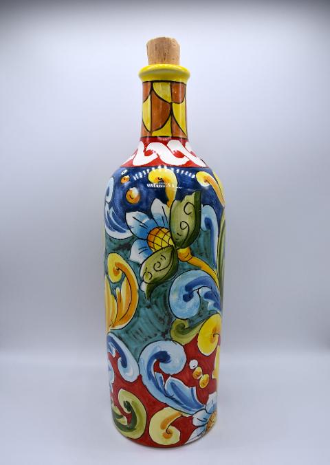 Bottiglia oliera in ceramica Produzione artigianale di Santo Stefano di Camastra h.30 cm