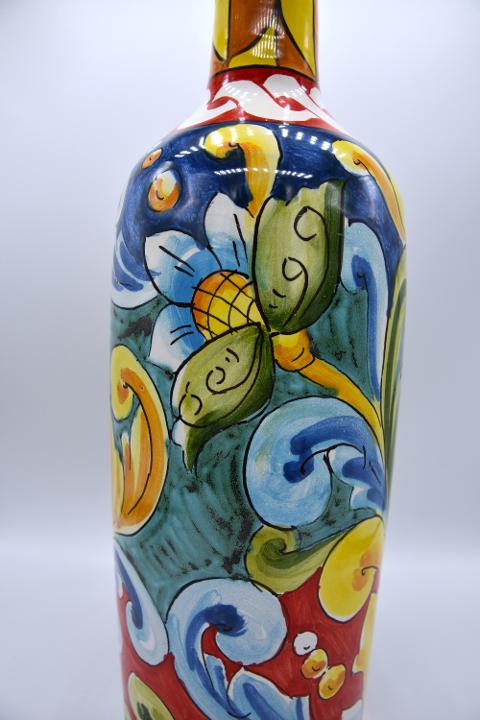 Bottiglia oliera in ceramica Produzione artigianale di Santo Stefano di Camastra h.30 cm