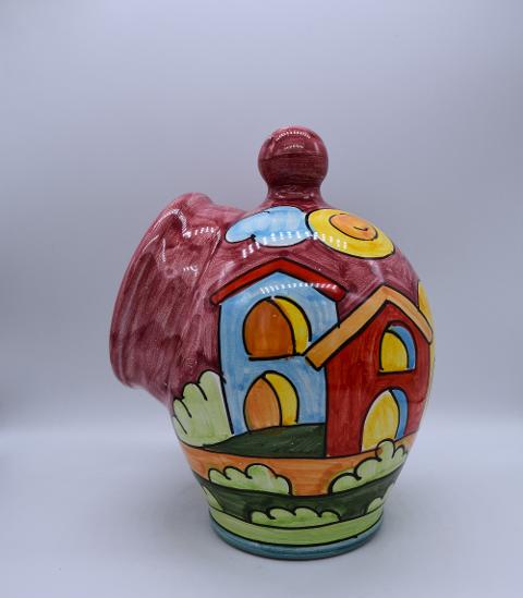 Saliera a salvadanaio in ceramica naif Produzione artigianale di Santo Stefano di Camastra h.20 cm