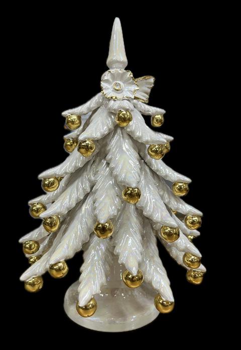 Albero di Natale con dettagli in oro e madreperla Produzione artigianale di Caltagirone H 25cm