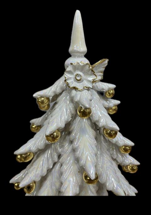 Albero di Natale con dettagli in oro e madreperla Produzione artigianale di Caltagirone H 25cm