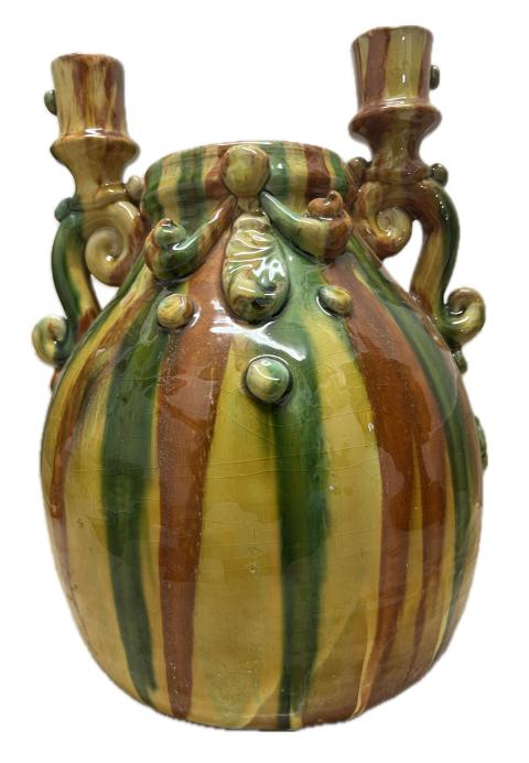 Candeliere decoro Kaleido Produzione artigianale Santo Stefano di Camastra H 30cm