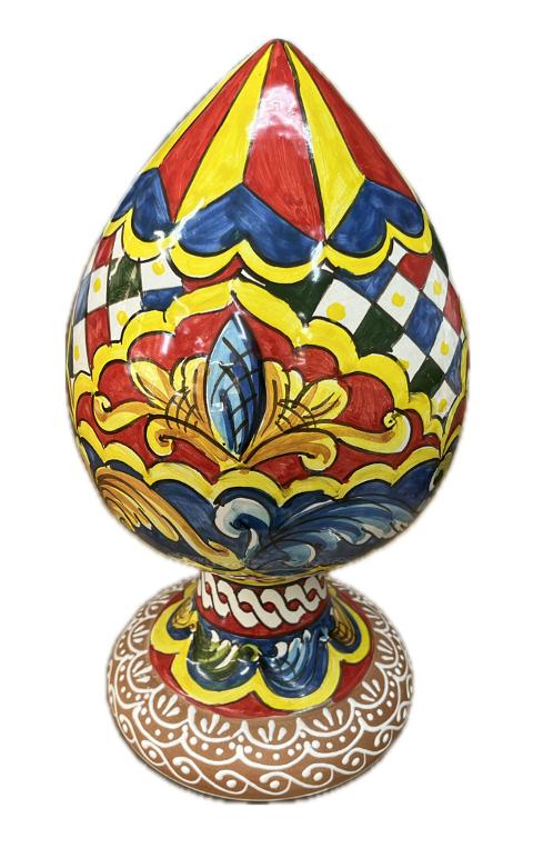 Pigna ornamentale liscia decoro siciliano Produzione artigianale Santo Stefano di Camastra H 30cm
