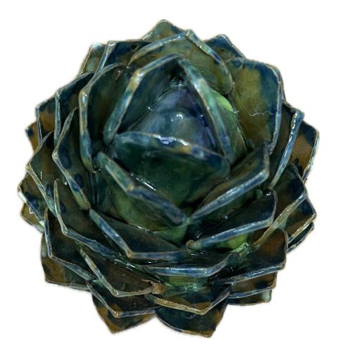 Carciofo decoro Kaleido verde bosco Produzione artigianale Santo Stefano di Camastra h.30cm