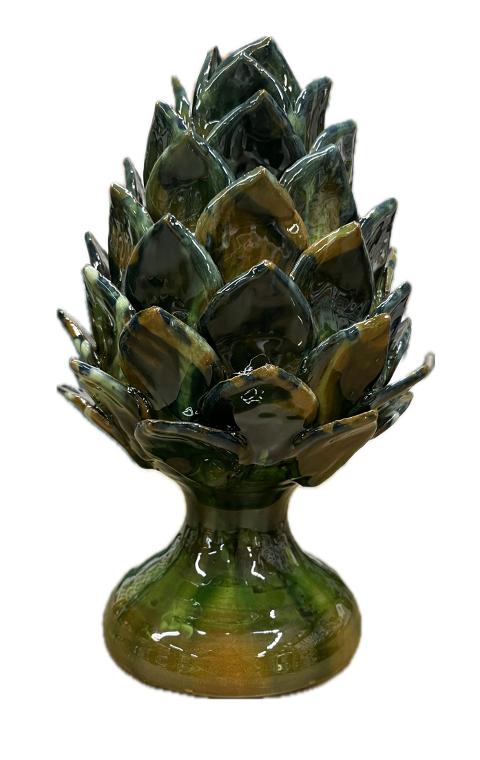 Carciofo decoro Kaleido verde bosco Produzione artigianale Santo Stefano di Camastra h.30cm