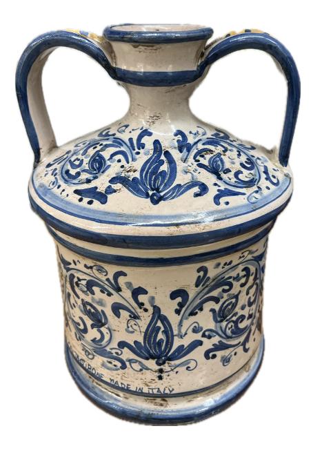 Vaso con manici decorato Produzione artigianale di Caltagirone H 25cm