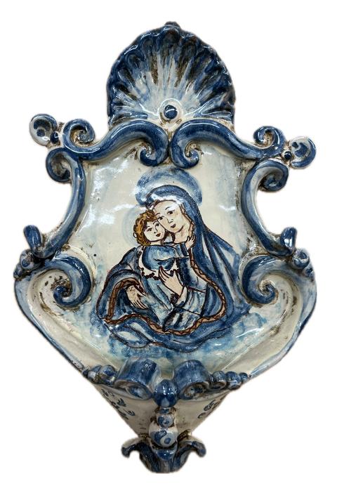 Acqua Santiera decorata Produzione artigianale di Caltagirone H 25cm
