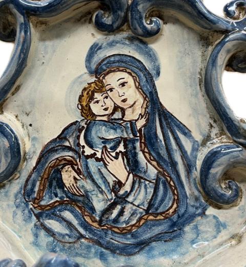 Acqua Santiera decorata Produzione artigianale di Caltagirone H 25cm