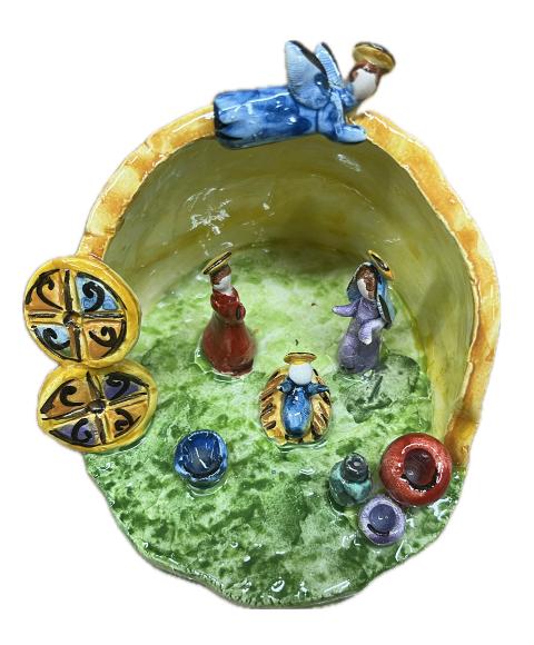Presepe in ceramica Produzione artigianale di Caltagirone H 9cm