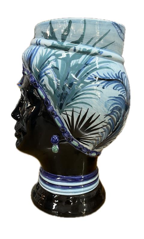 Teste di moro design moderne con nero lucido Produzione artigianale di Caltagirone H 32cm