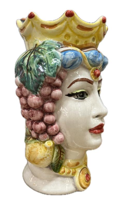 Teste di moro con frutta Produzione artigianale di Caltagirone h.18cm