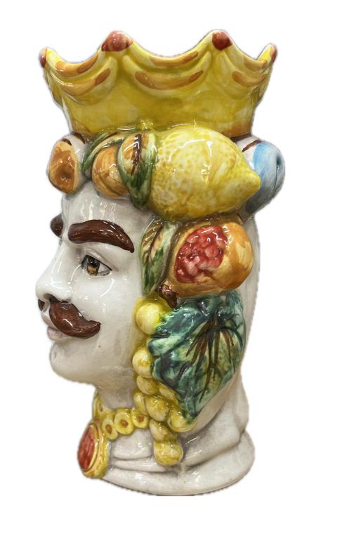 Teste di moro con frutta Produzione artigianale di Caltagirone h.18cm