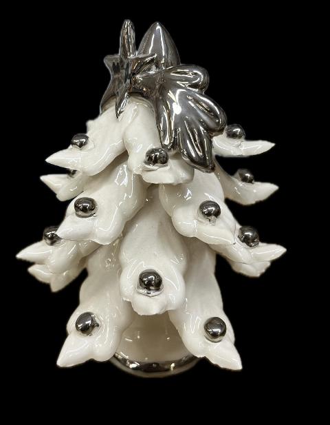 Albero in ceramica con decori in platino Produzione artigianale di Caltagirone H 15cm