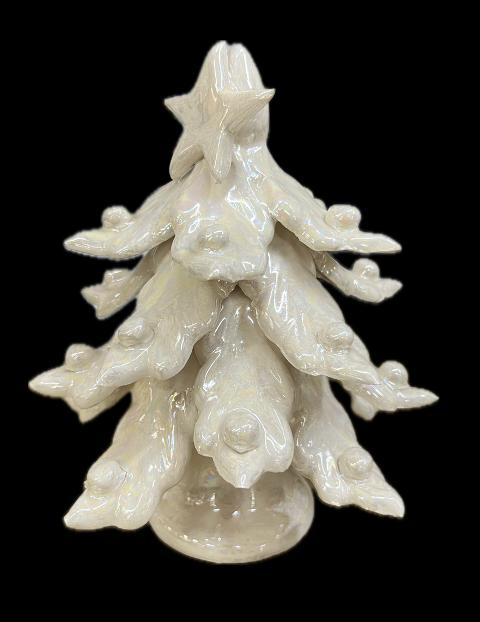 Albero di Natale in ceramica con madreperla Produzione artigianale di Caltagirone h.18/19 cm