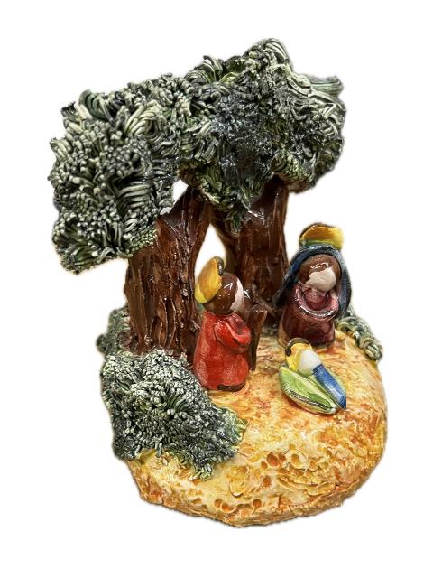 Presepe in ceramica rustico Produzione artigianale di Caltagirone  h.15