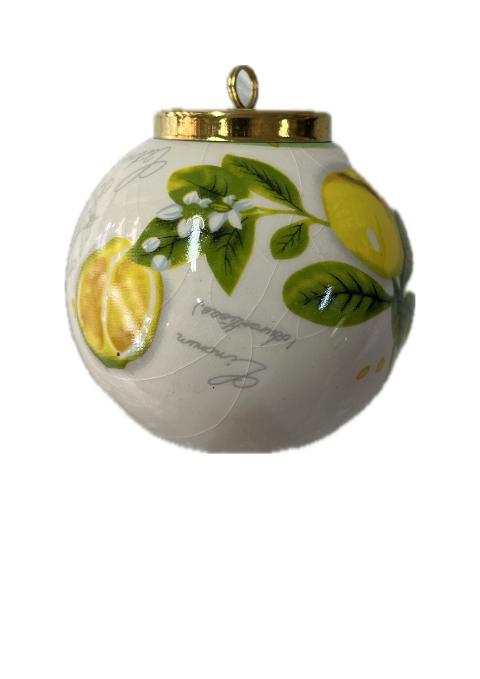Pallina di natale in ceramica con limoni Produzione di Sorrenti Diametro 8cm