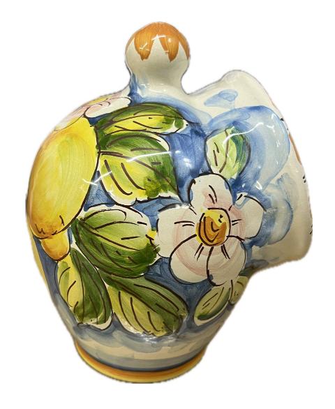 Saliera a salvadanaio decoro floreale con limoni Produzione artigianale Santo Stefano di Camastra H 20cm