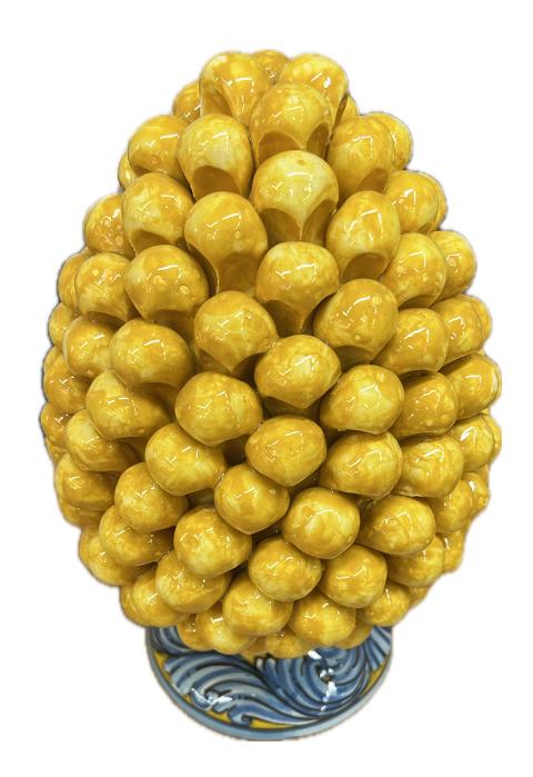 Pigna siciliana in ceramica giallo ocra con base decorata Produzione artigianale di Caltagirone h.25cm