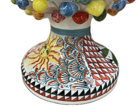 Pigna siciliana in ceramica  modello arlecchino Produzione artigianale di Caltagirone H 37cm