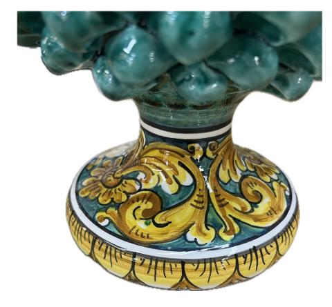 Pigna siciliana in ceramica con piede decorato Produzione artigianale di Caltagirone H 30cm