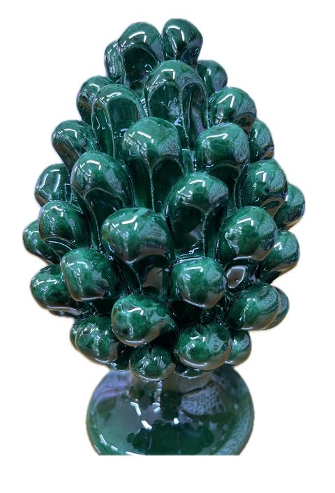 Pigna siciliana in ceramica monocolore verde Produzione artigianale di Caltagirone H 15cm
