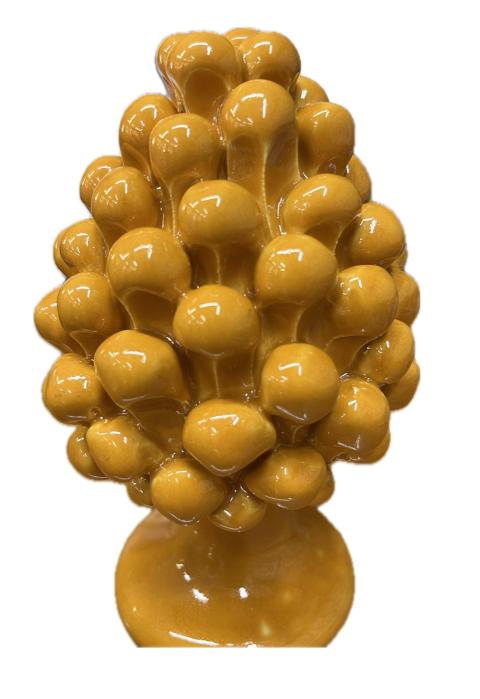 Pigna siciliana in ceramica monocolore giallo ocra Produzione artigianale di Caltagirone H 15cm