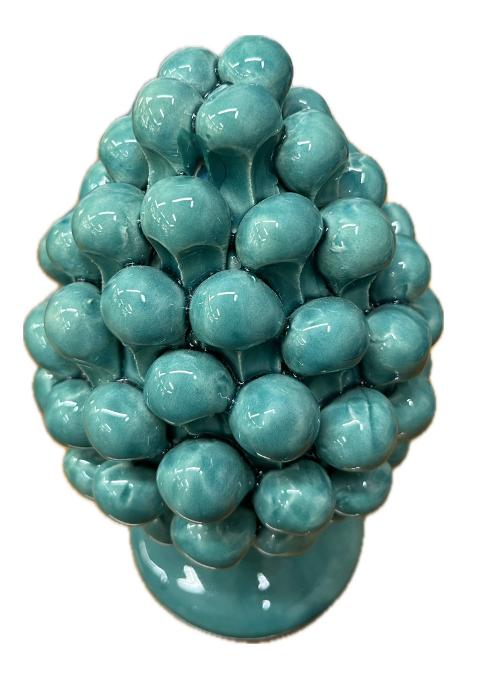 Pigna siciliana in ceramica monocolore verde acqua Produzione artigianale di Caltagirone H 15cm
