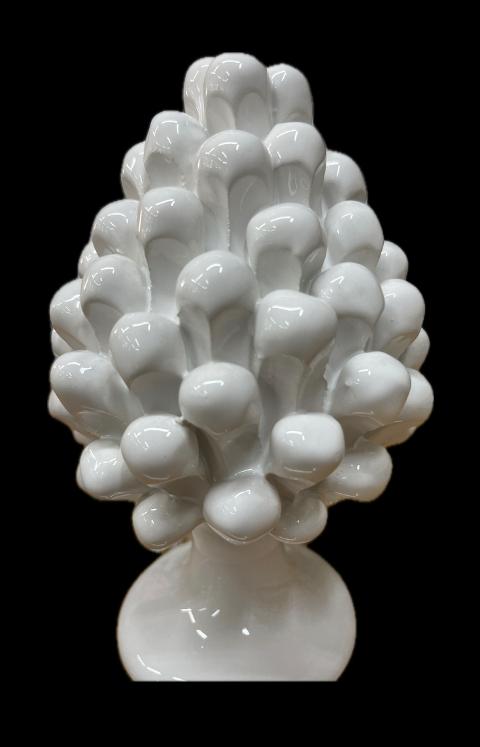 Pigna siciliana in ceramica monocolore bianca Produzione artigianale di Caltagirone H 15cm