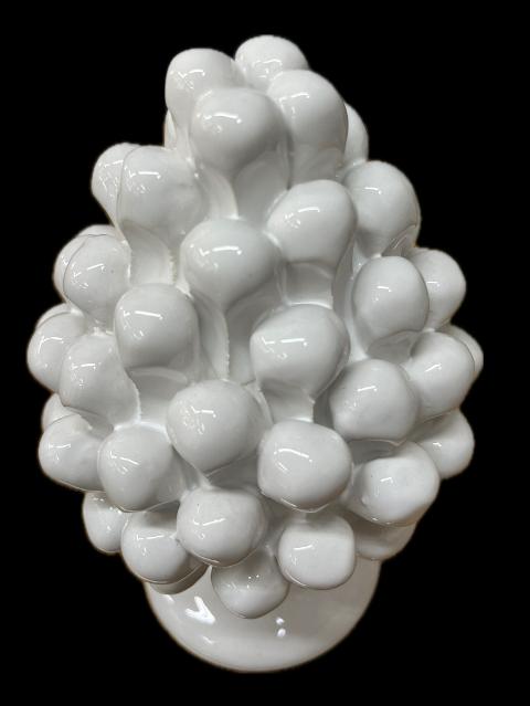 Pigna siciliana in ceramica monocolore bianca Produzione artigianale di Caltagirone H 15cm