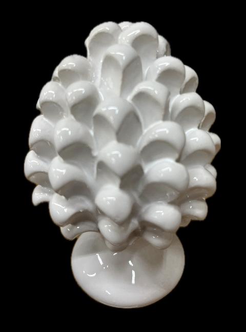 Pigna siciliana in ceramica monocolore bianca Produzione artigianale di Caltagirone H 12cm
