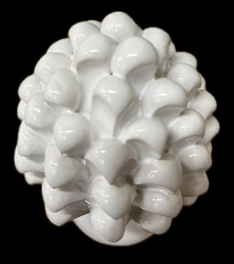 Pigna siciliana in ceramica monocolore bianca Produzione artigianale di Caltagirone H 12cm