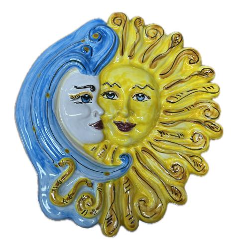 Sole e luna abbraccio da parete Produzione artigianale Santo Stefano di Camastra H 25cm