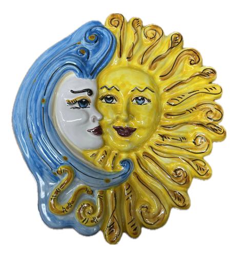 Sole e luna abbraccio da parete Produzione artigianale Santo Stefano di Camastra H 25cm