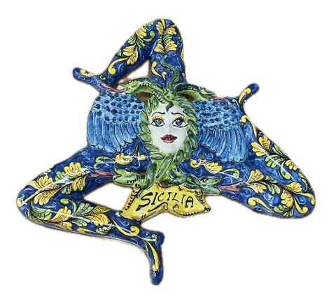 Trinacria decoro barocco l Produzione artigianale Santo Stefano di Camastra H 55cm