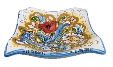 Svuota tasche/Porta caramelle con fiori Produzione artigianale di Caltagirone 21 x 21