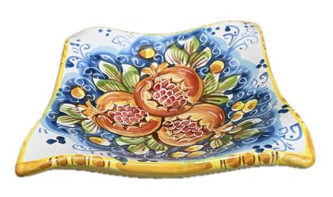 Svuota tasche/Porta caramelle con melograno Produzione artigianale di Caltagirone 21 x 21