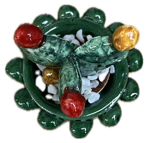 Piantina fico d'india in ceramica Produzione artigianale di Caltagirone H 5cm