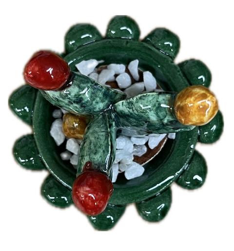 Piantina fico d'india in ceramica Produzione artigianale di Caltagirone H 5cm